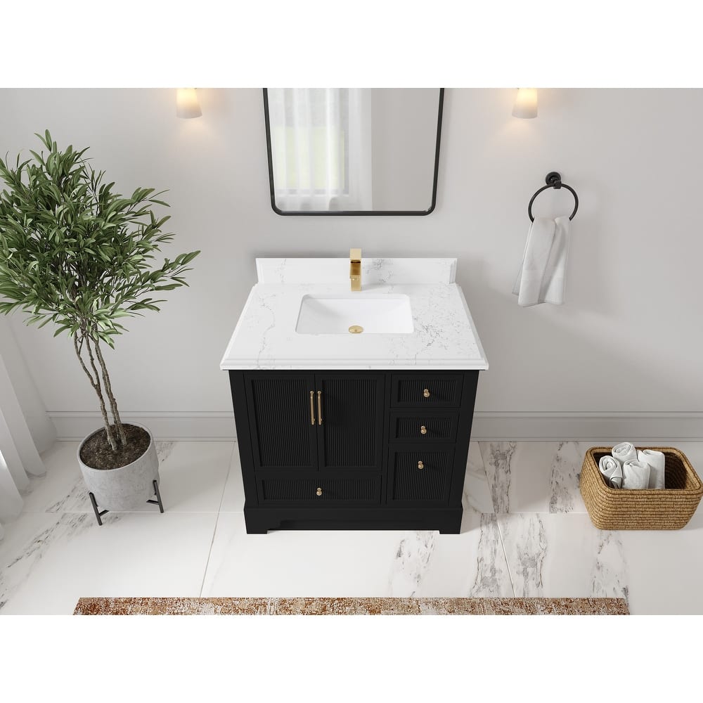 Willow Collections 36 in. W x 22 in. D Alys Center Sink Left Bathroom Vanity with Countertop
