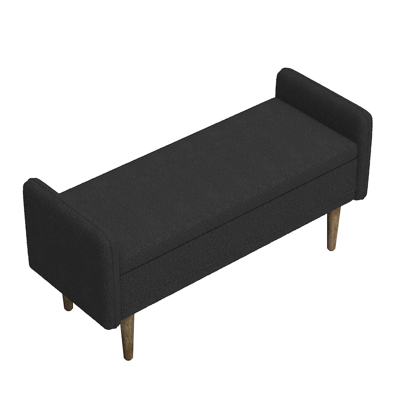 Black End of Bed Bench Storage Bench with Armrests, Minimalist Indoor Bench Leisure Bench Accent Bench