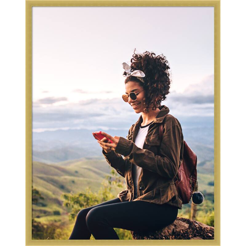 Svelte Clay Grey Framed Picture Frame, Photo Frame - 22x28 - Svelte Polished Gold