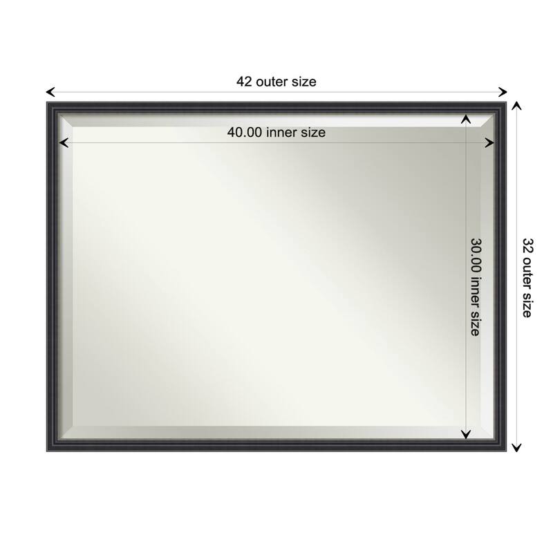 Stylish Black Beveled Wood Framed Wall Mirror - Stylish Black - Glass Size 40x30