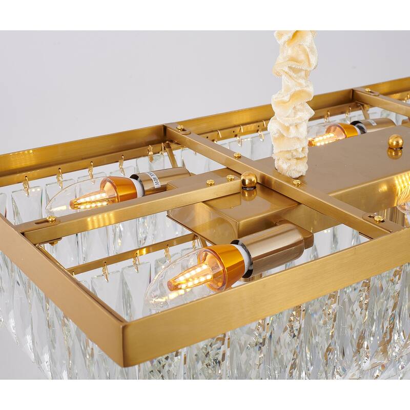 12-Light Gold Metal Chandelier With Clear Crystal