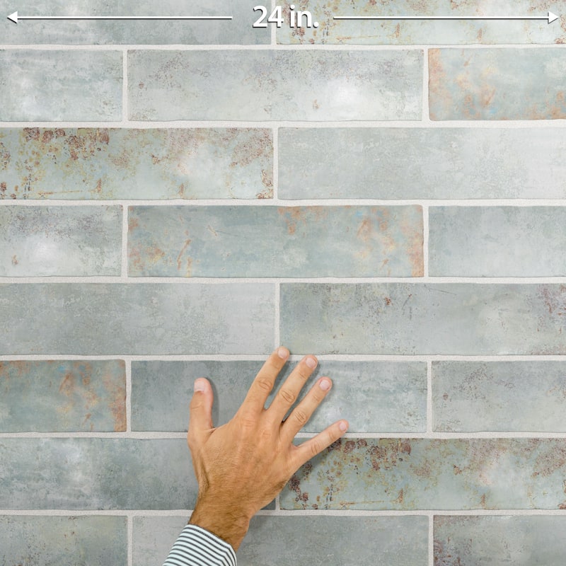 Merola Tile Biarritz Green 3" x 12" Ceramic Wall Tile
