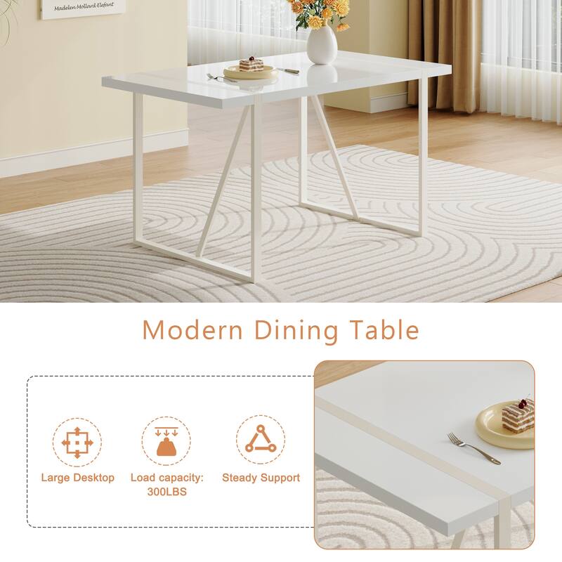 Modern Dining Set with Rectangular Table & Vertical Line Chairs