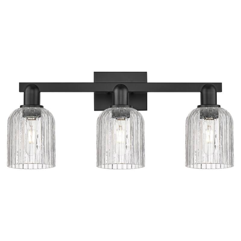 Innovations Lighting Downtown Urban - Bridal Veil - 3 Light 24" Bath Vanity Light - Matte Black, Clear