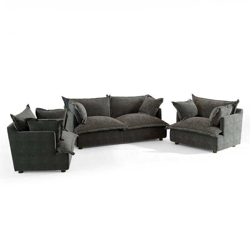 Comfy Cloud Oversized Chenille Modular Sectional Sofa Armchair Set