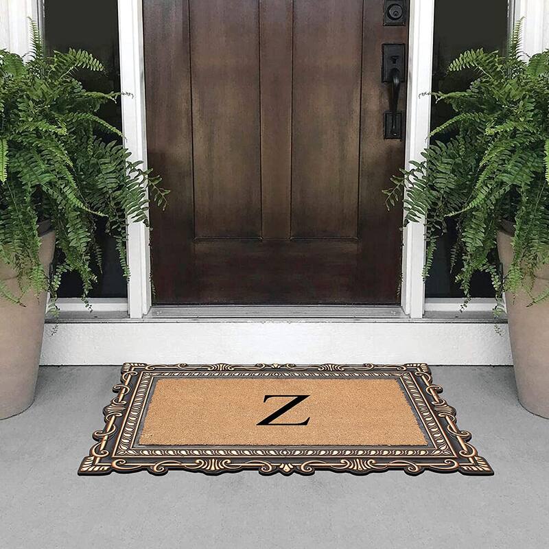 A1HC First Impression Carson Rubber and Coir 24" X 36", Heavy Duty, Easy to Clean Outdoor Monogrammed Doormat