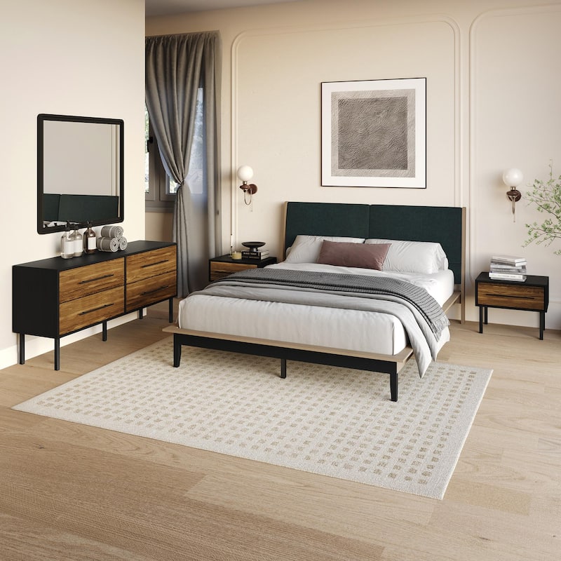 CraftPorch Mid-Century 4-pieces Wooden Bedroom Set