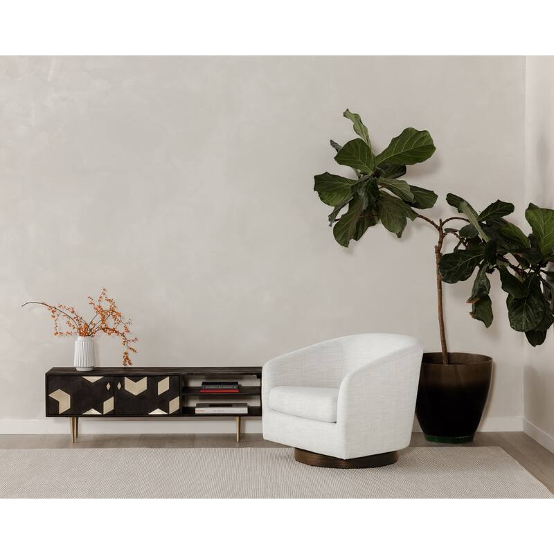 NADAAL STUDIOS Grayson, Accent Chair Polyester and Acrylic Upholstery Solid Wood and Plywood Construction, Splashed White