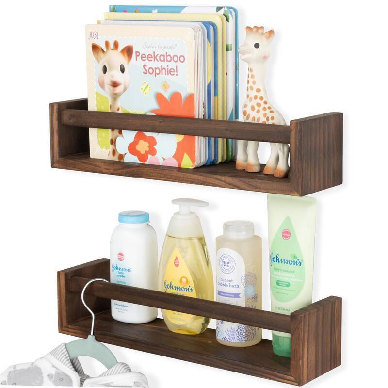 Wallniture Utah Wood Wall Shelves for Book and Toy Storage (Set of 2)