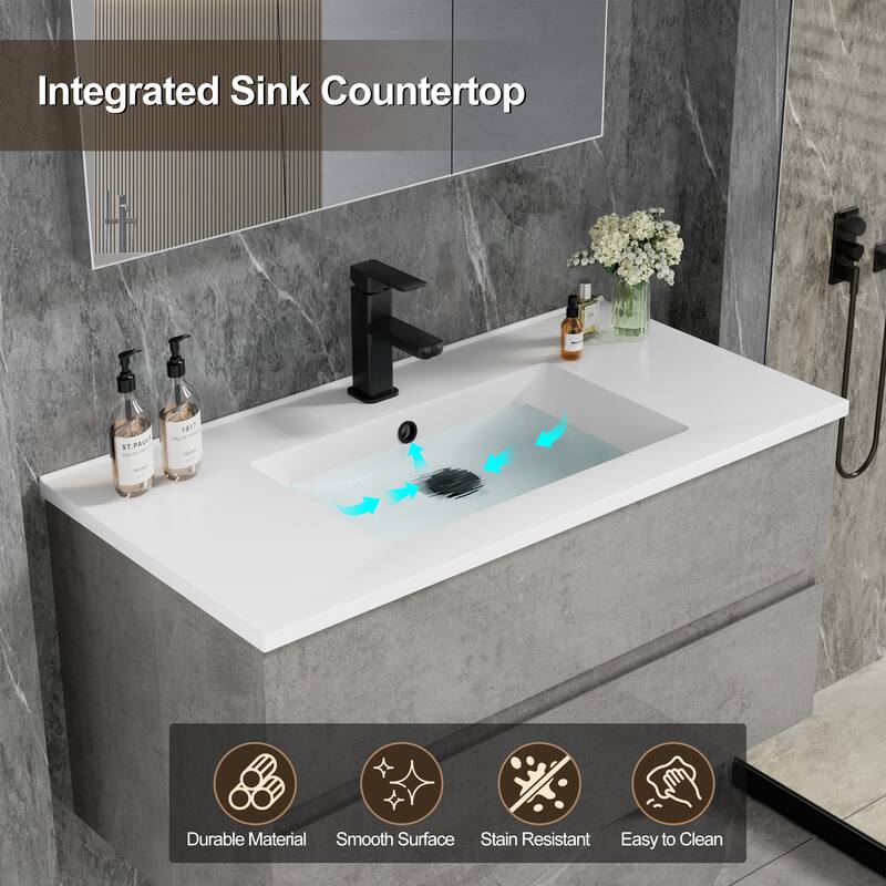 Wall Mounted Bathroom Vanity Sink Combo Cabinet Vanity Set