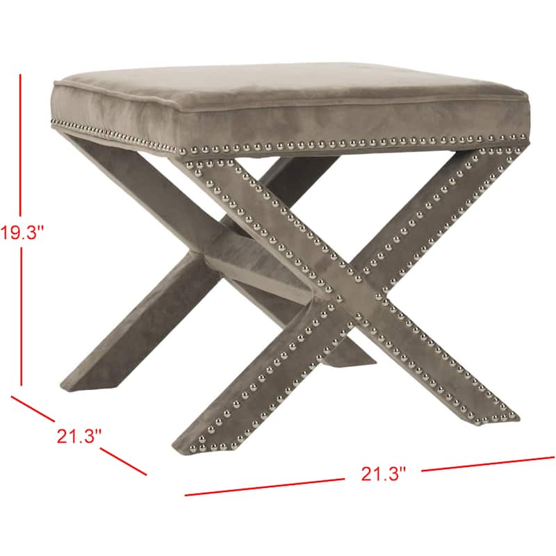 SAFAVIEH Shavonne X-Bench Ottoman - Mushroom