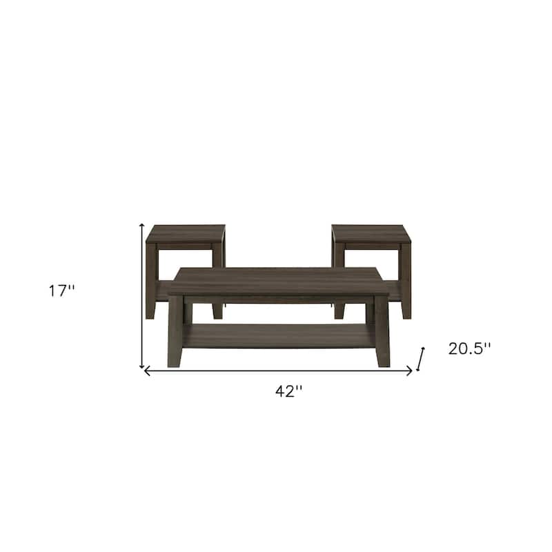 Set of 3 Coffee Tables with 3 Shelves for Living Room or Office Storage - 42” x 20.5” x 17”