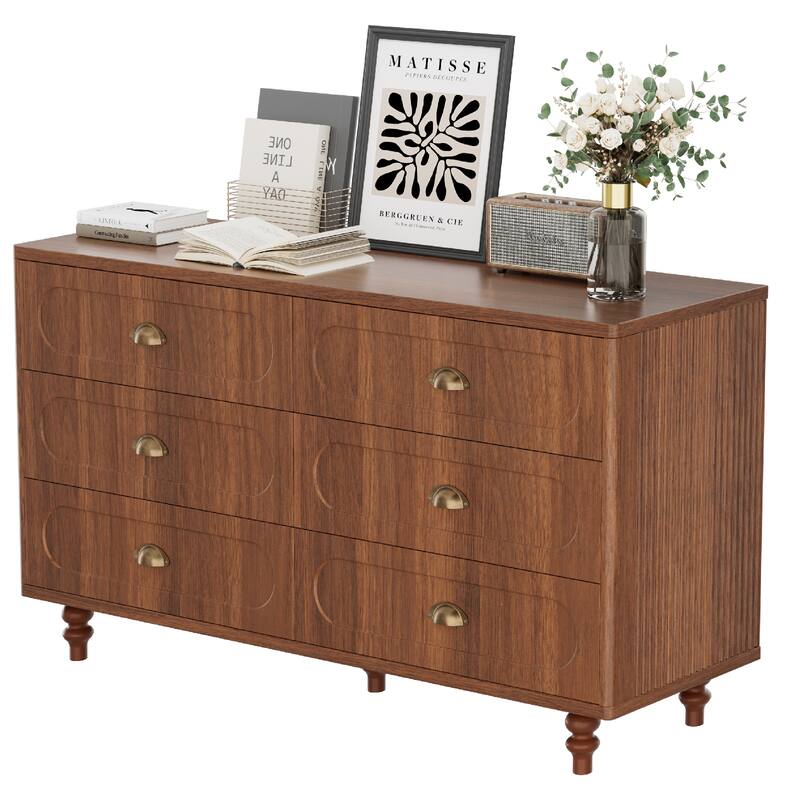 Pocassy 8 Drawer Dresser for Bedroom, Chest of Drawers with Solid Wood Legs