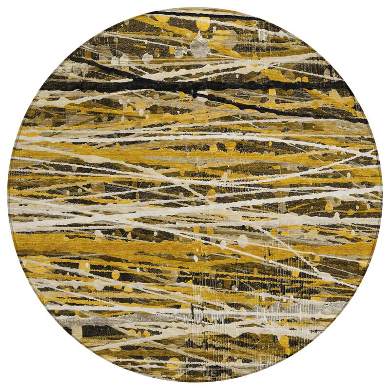 Machine Washable Indoor/Outdoor Abstract Stripes Chantille Rug