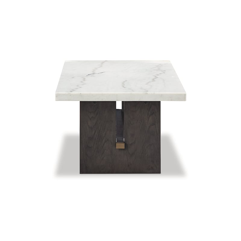 Signature Design by Ashley Burkhaus White / Dark Brown Rectangular Coffee Table - 52"W x 28"D x 20"H