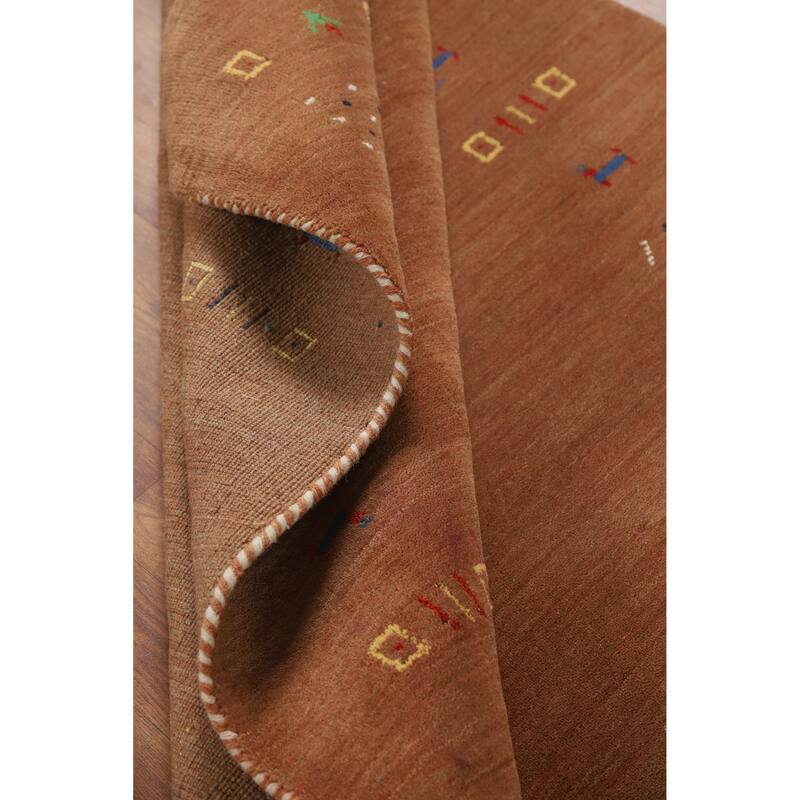 Hand Knotted Oriental 100% Wool Carpet Tribal Tribal Brown Gabbeh Area Rug - 5' 9'' X 4' 1''