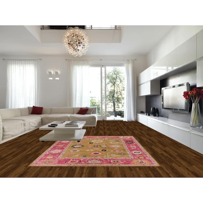 Hand Knotted Oriental 100% Wool Carpet Transitional All-Over Yellow & Gold Oushak Area Rug - 10' 2'' X 8' 2''