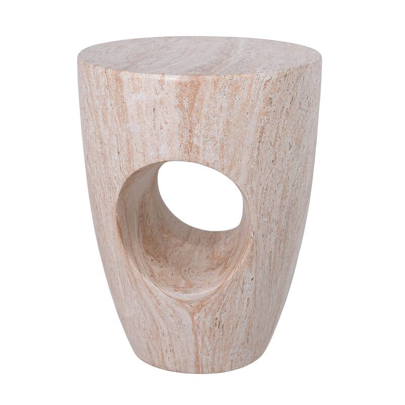 Christopher Knight Home - Modern Indoor/Outdoor 19.29"H MgO Accent Side End Table with Sculptural Cutout & Marble Finish