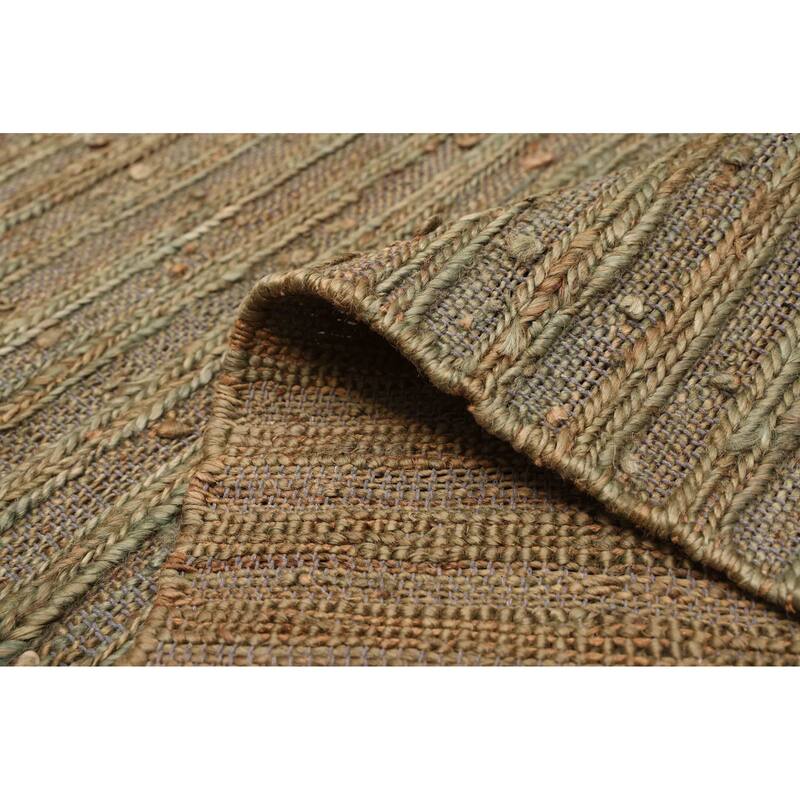 ECARPETGALLERY Braided Weave Palas Denizli Green Jute Rug - 5'2 x 7'11