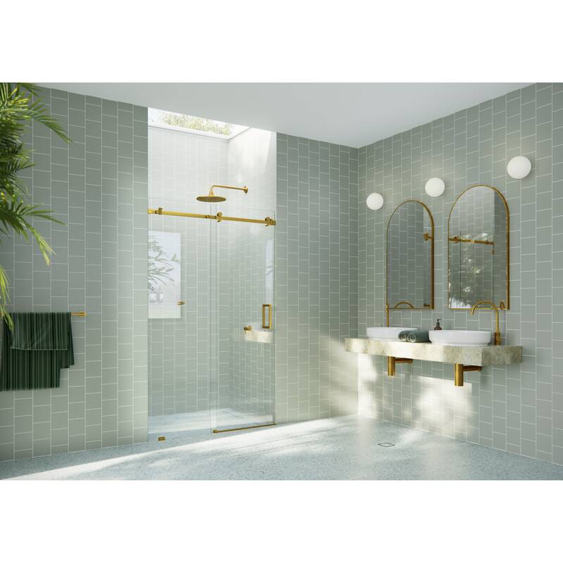Glass Warehouse 52 in. x 78 in. Sliding Frameless Shower Door with Square Hardware