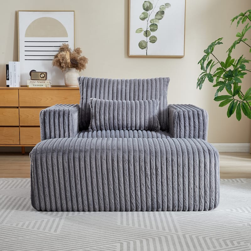 GDFStudio - Amelia Plush Corduroy Recliner Sofa with Removable Footrest for Relaxed Living Room Comfort