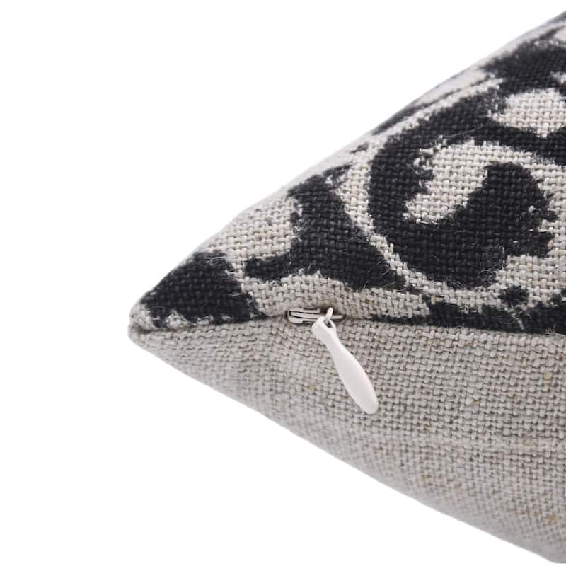 Linen Farmhouse Block print pillow Cover - Devdas