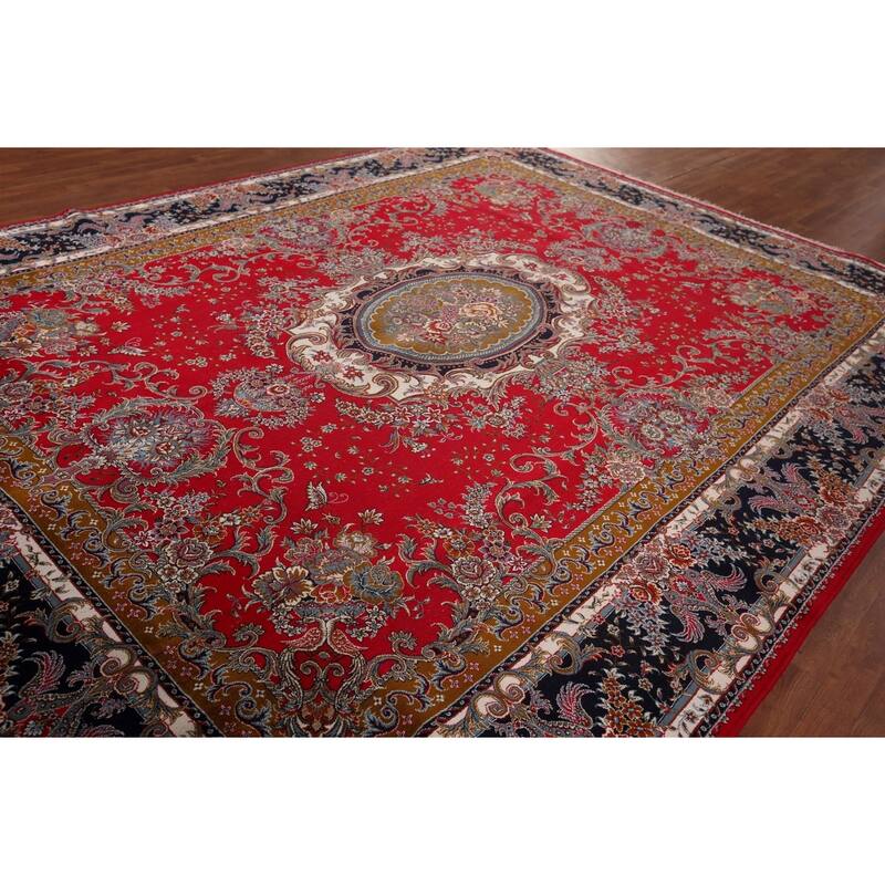 Victorian Style Red Kashan Turkish Area Rug Red Machine Made Carpet - 9'8" x 12'8"