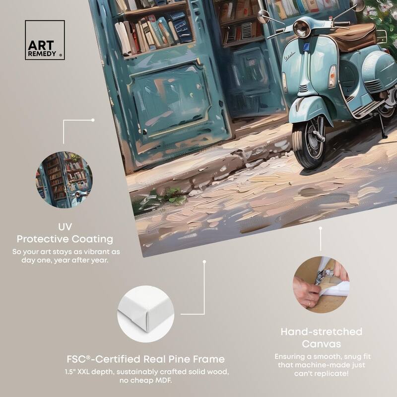 Quaint Bookstore Canvas by Art Remedy, Gallery Wrapped