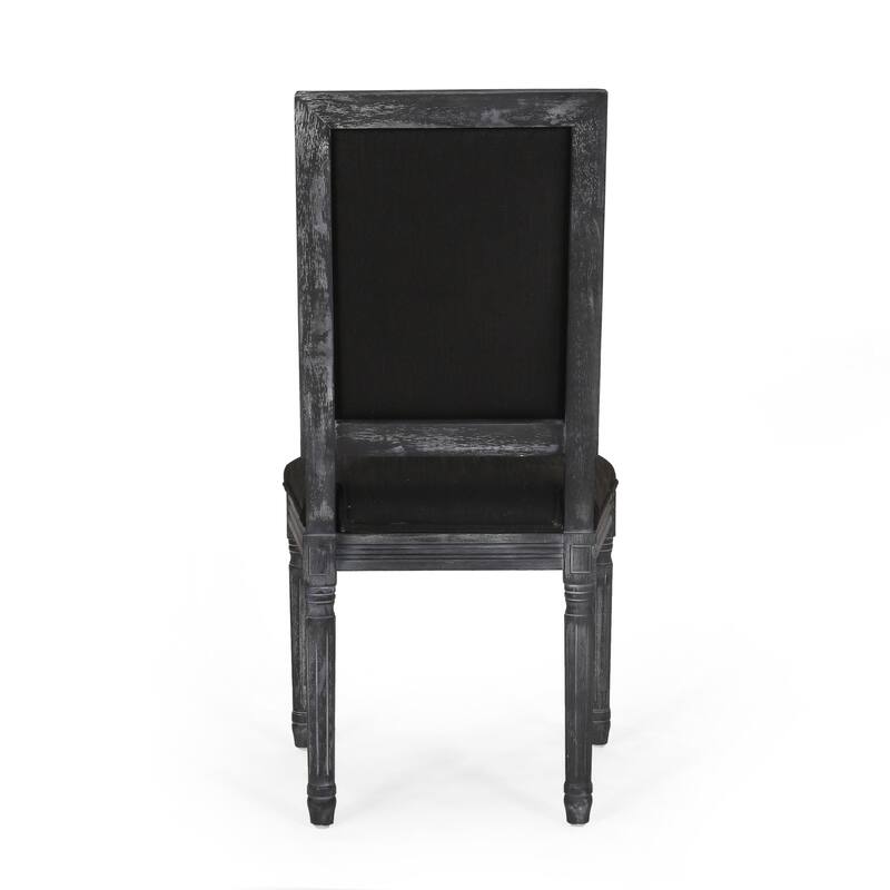 Country Dining Chairs Set of 2, Living Room Dining Chairs with Rectangle Rattan Back, Solid Wood Legs, French Bistro Chairs