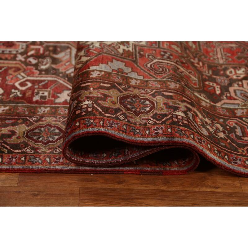 Vintage Traditional Geometric Persian Heriz Area Rug Wool Hand-knotted - 8'9" x 10'11"