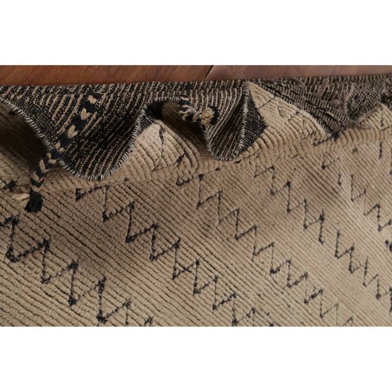 Chevron Style Moroccan Area Rug Hand-Knotted Wool Carpet - 6'3"x 9'8"