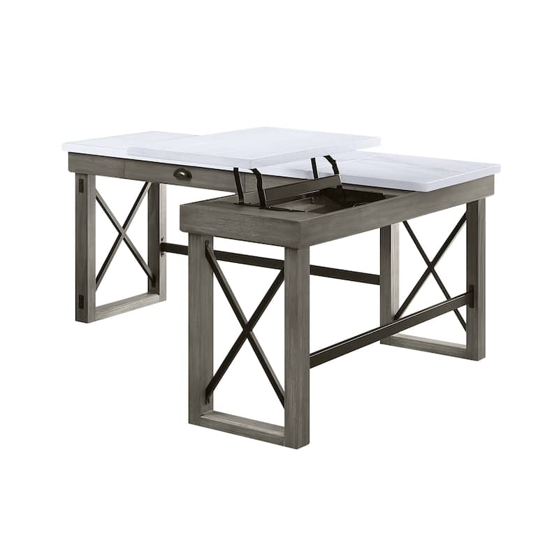 Talmar Marble Top Weathered Gray Finish Writing Desk with Lift Top