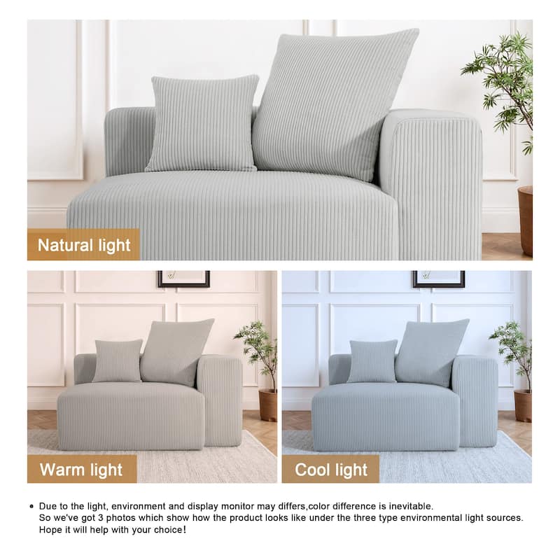 Corduroy Upholstered Modular Sectional Sofa with Ottoman