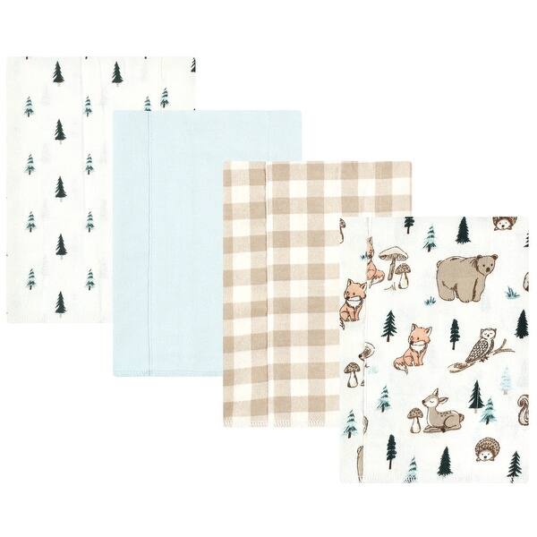 slide 1 of 1, Hudson Baby Infant Boy Cotton Flannel Burp Cloths, Boy Woodland Pals 4-Pack, One Size - Boy Woodland Pals 4-Pack - One Size One Size - Boy Woodland Pals 4-Pack