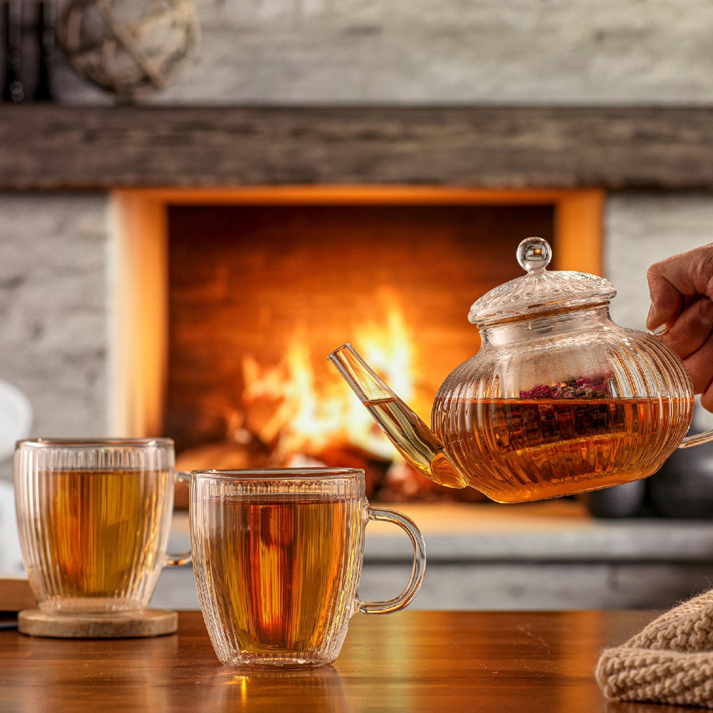 スーパーセール 半額タイムセール JoyJolt Fluted Stovetop-Safe Glass Teapot with Tea Infuser 鉢・プランター