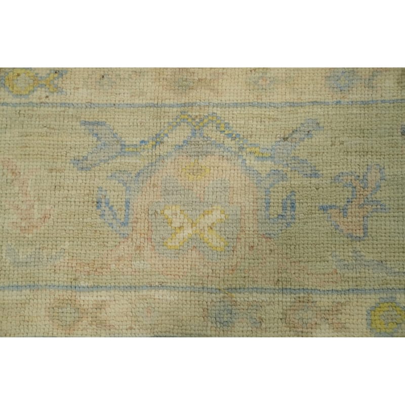 Vegetable Dye Wool Oushak Turkish Area Rug, Floral Geometric Carpet - 10' 1'' X 8' 3''