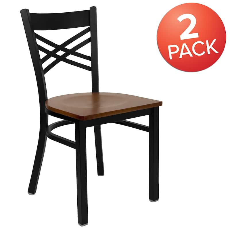 Steel X-back Restaurant Chair (Set of 2) - 16.5"W x 17"D x 32.25"H