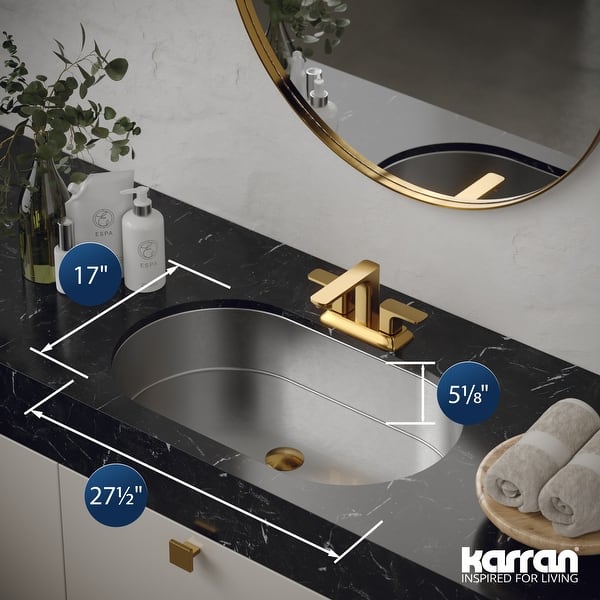 dimension image slide 2 of 4, Karran Cinox Stainless Steel Oval Undermount Sink
