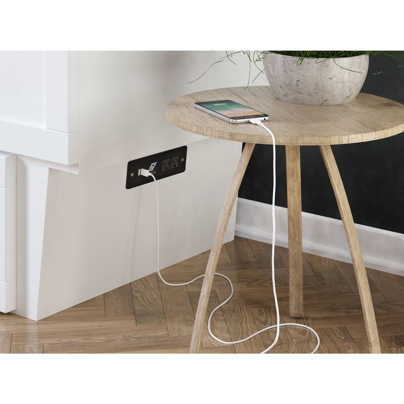 Murphy Bed Chest with Mattress & Charging Station - Space Saving Furniture - White Finish