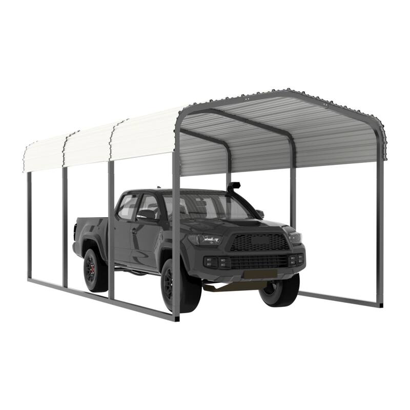 VEIKOUS Metal Carport, Heavy Duty Steel Carport Garage and Shelter, White