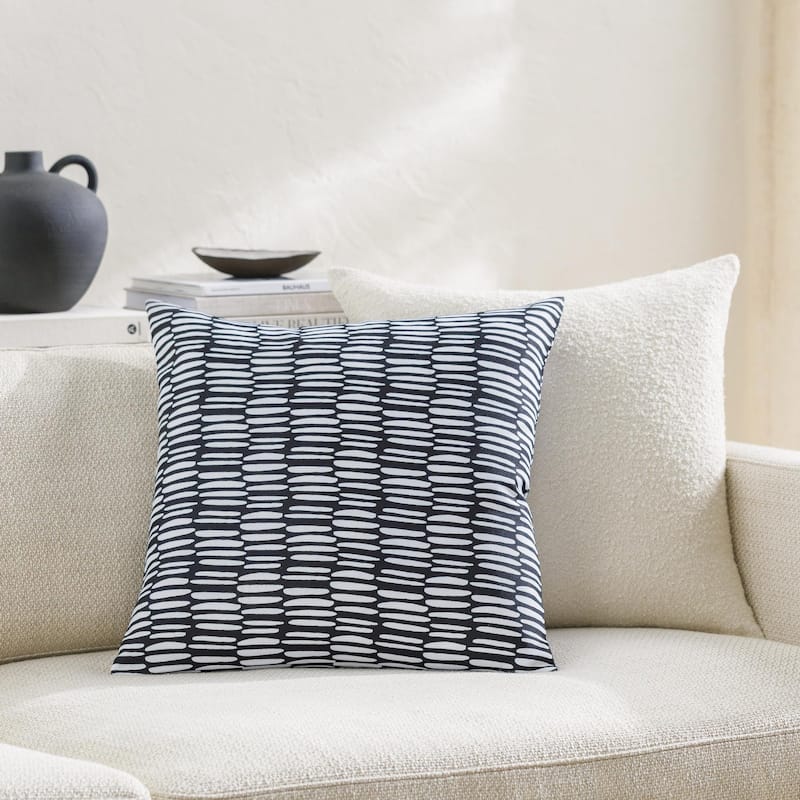 Milwaukee Woven Throw Pillow - 22x22 Down Insert - Black