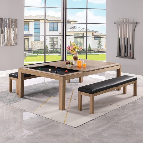Olivia 8ft Vintage Ash Billiard Slate Pool Table with Dining Top Bed Bath & Beyond 37276394