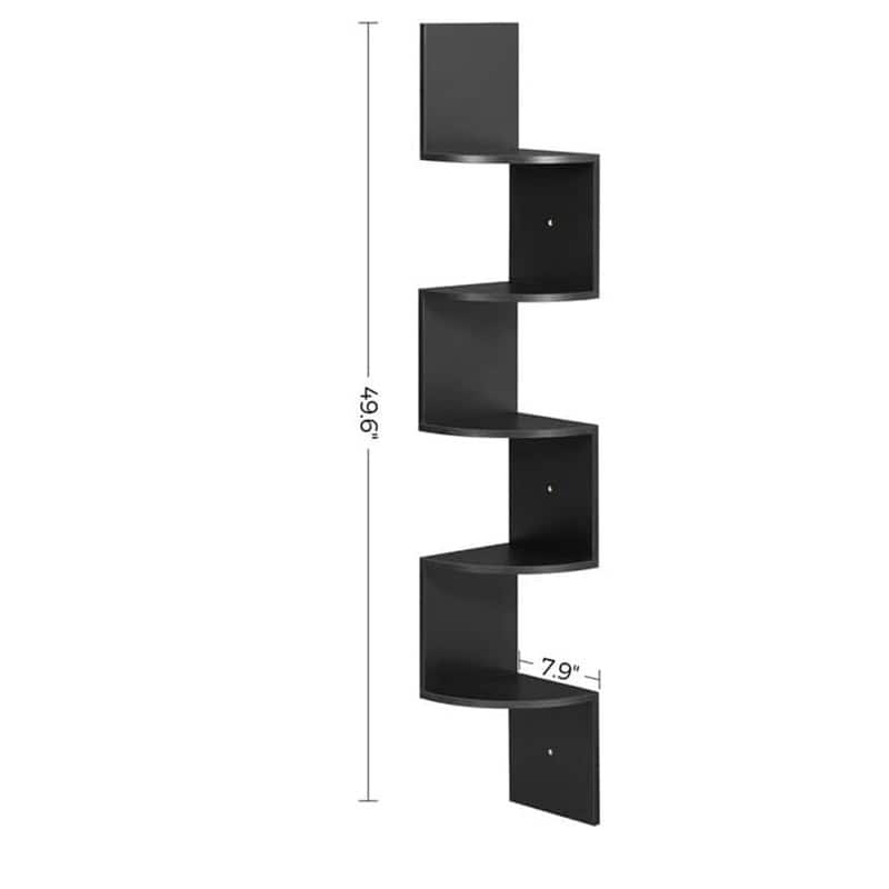 5-Tier Floating Corner Bookshelf Corner Shelf Wall Mount