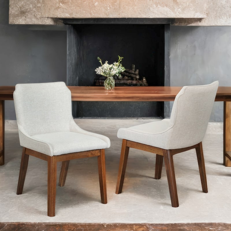 Merrion Upholstered Linen Fabric Dining Chair (Set of 2) - Cream