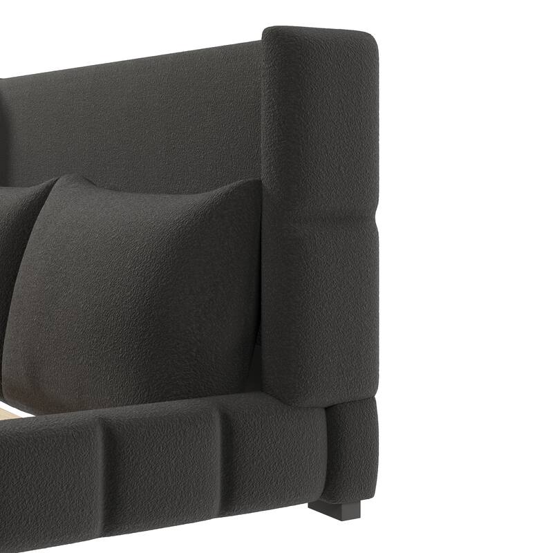 Upholstered Platform Bed with 2 Cushioned Pillows by Harper&Bright Designs