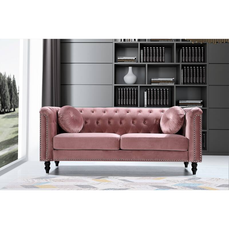 Vivian Classic Velvet Kittleson Nailhead Chesterfield Sofa