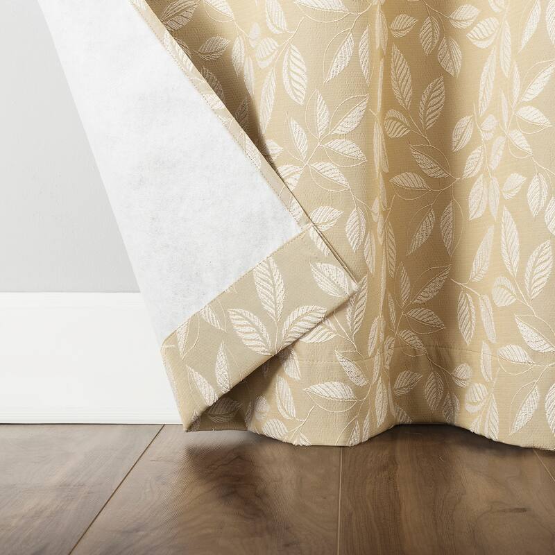 Sun Zero Satti Embroidered Leaf Total Blackout Grommet 1-Piece Curtain Panel, Single Panel