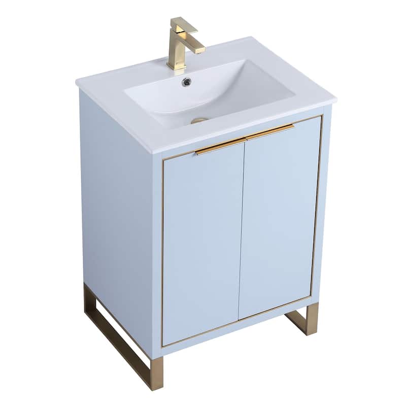 Fine Fixtures Opulence Collection Bathroom Vanity with White Ceramic Sink