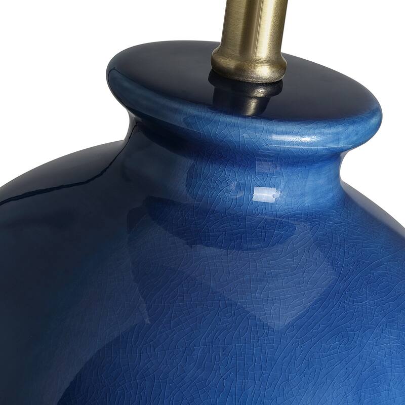 3-Way Ceramic Table Lamp with White Shade - 24.5 in. H