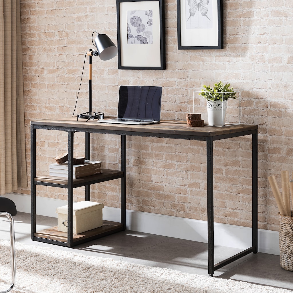 SEI Furniture Garstivon Rustic Black with Distressed Fir Writing Desk